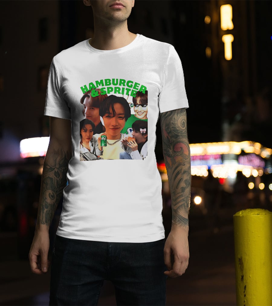 J Hope BTS Hamburger & Sprite Collage T-Shirt