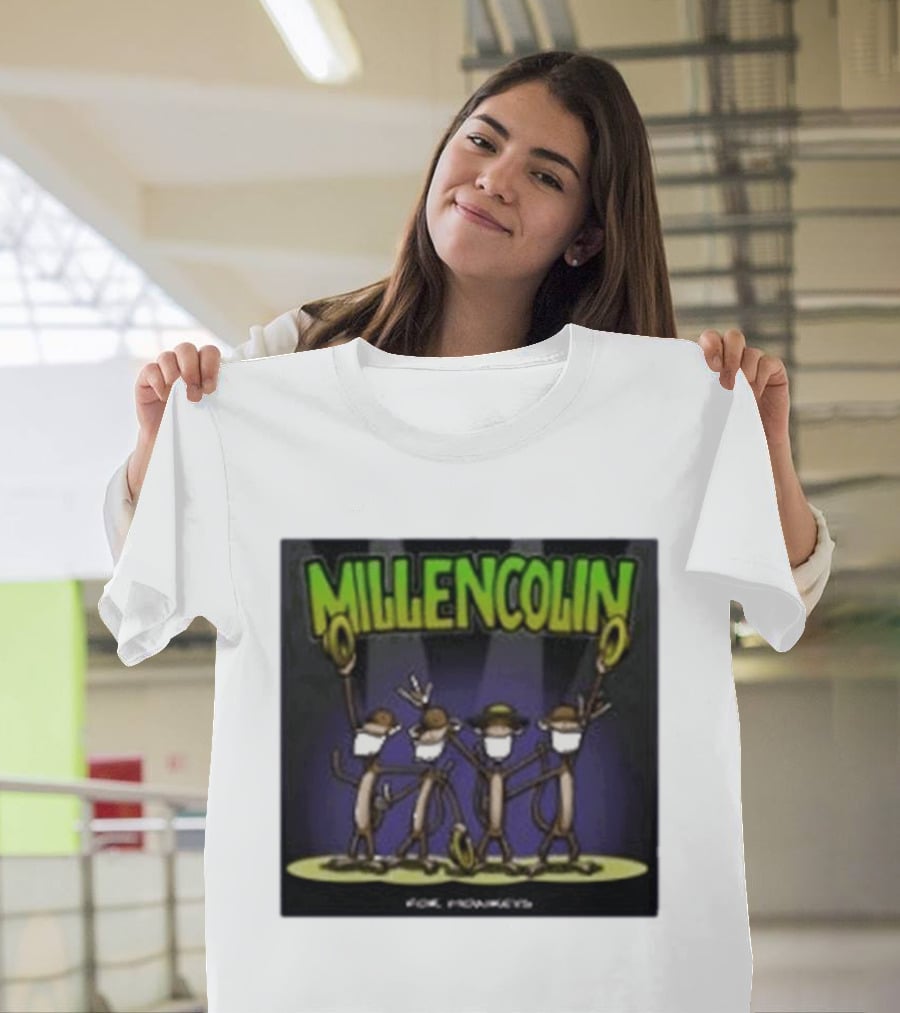 Millencolin For Monkeys Dancing Cartoon Monkeys With Masks And Hats T-Shirt