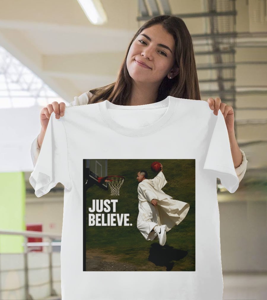 Just Believe Basketball Dunk Pope Leo T-Shirt