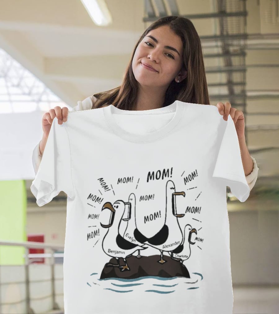 Mom Seagull Chaos With Benjamin Evelyn Alexander On Island T-Shirt