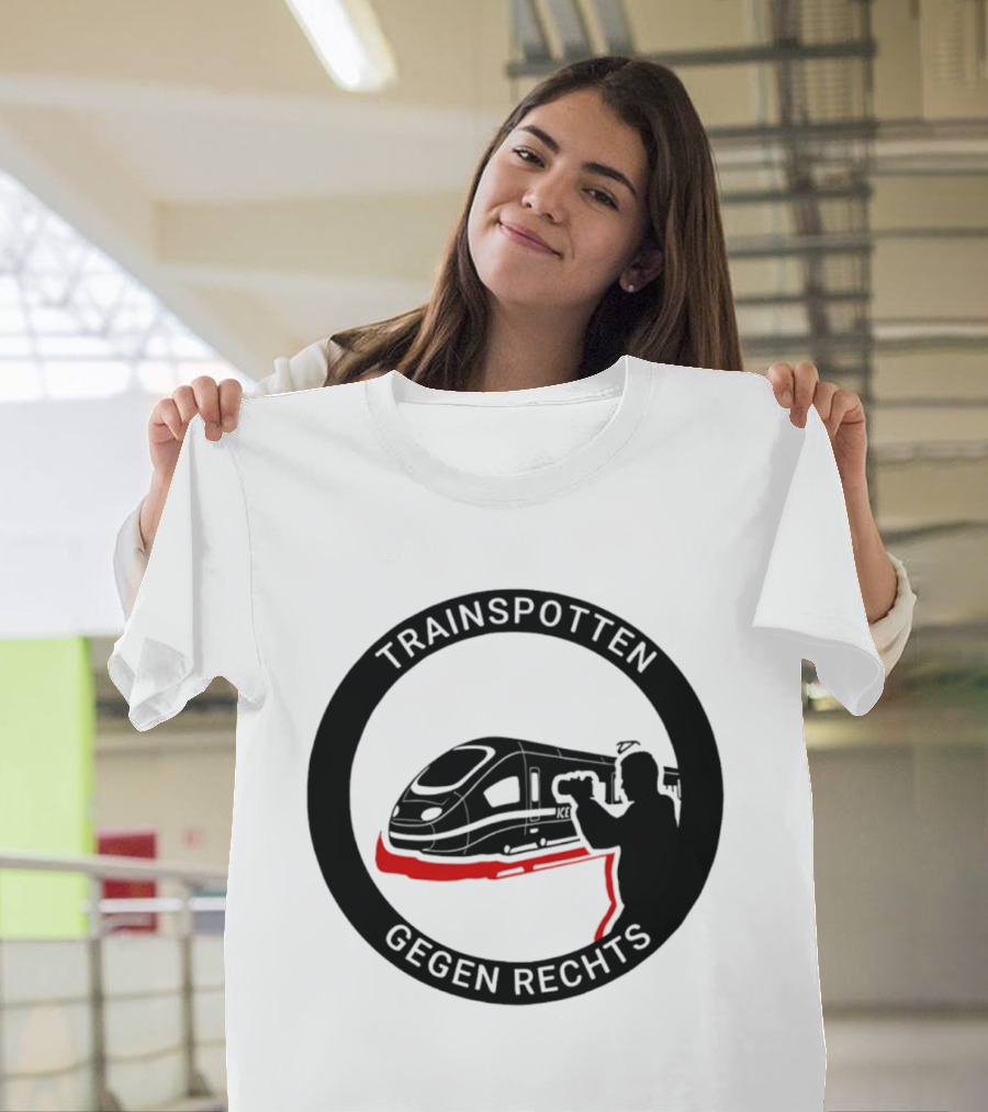 Trainspotten Gegen Rechts Train And Photographer Silhouette Anti Right Movement T-Shirt