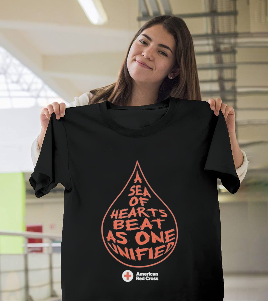 A Sea Of Hearts Beat As One Unified American Red Cross Droplet T-Shirt
