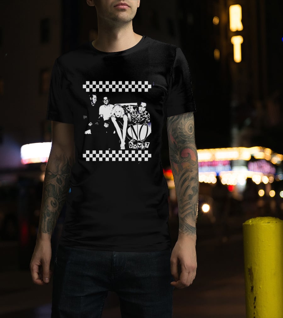 No Doubt Band Gwen Stefani Tony Kanal Eric Stefani Checkered T-Shirt