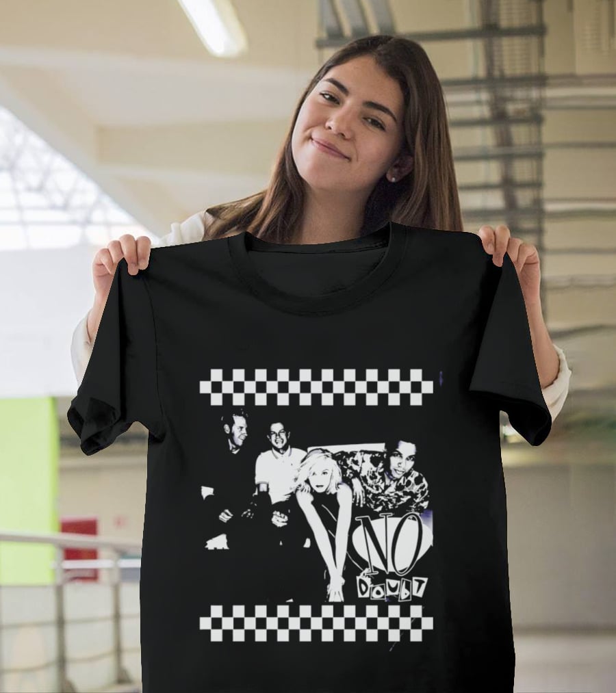 No Doubt Band Gwen Stefani Tony Kanal Eric Stefani Checkered T-Shirt