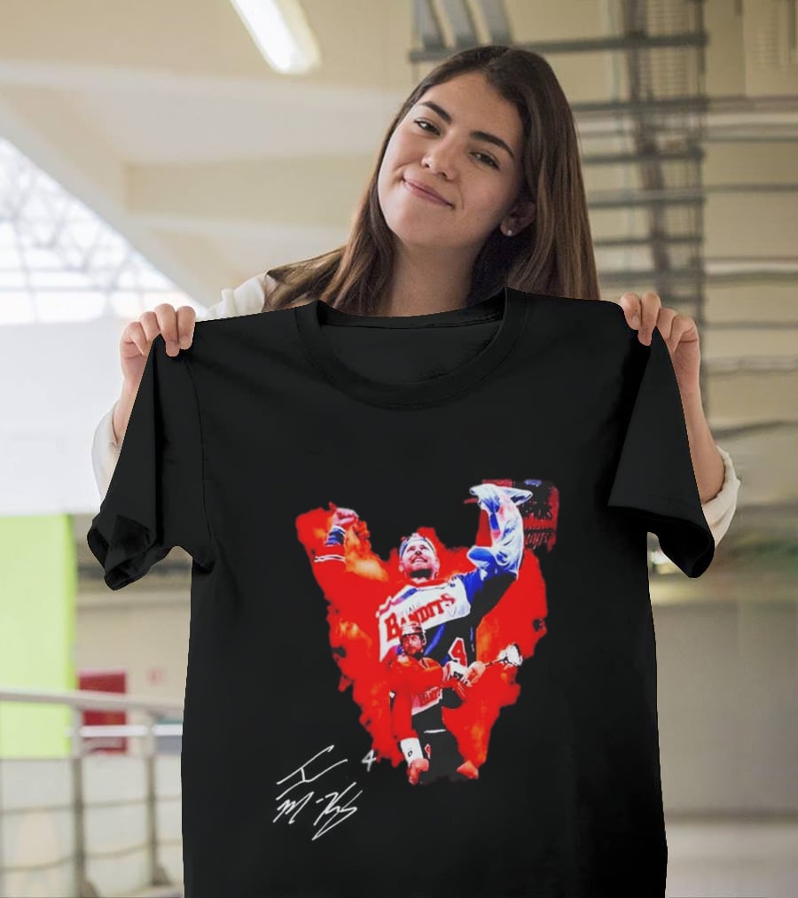 Ian MacKay Bandits Lacrosse Legend Signed Color Burst Collage T-Shirt