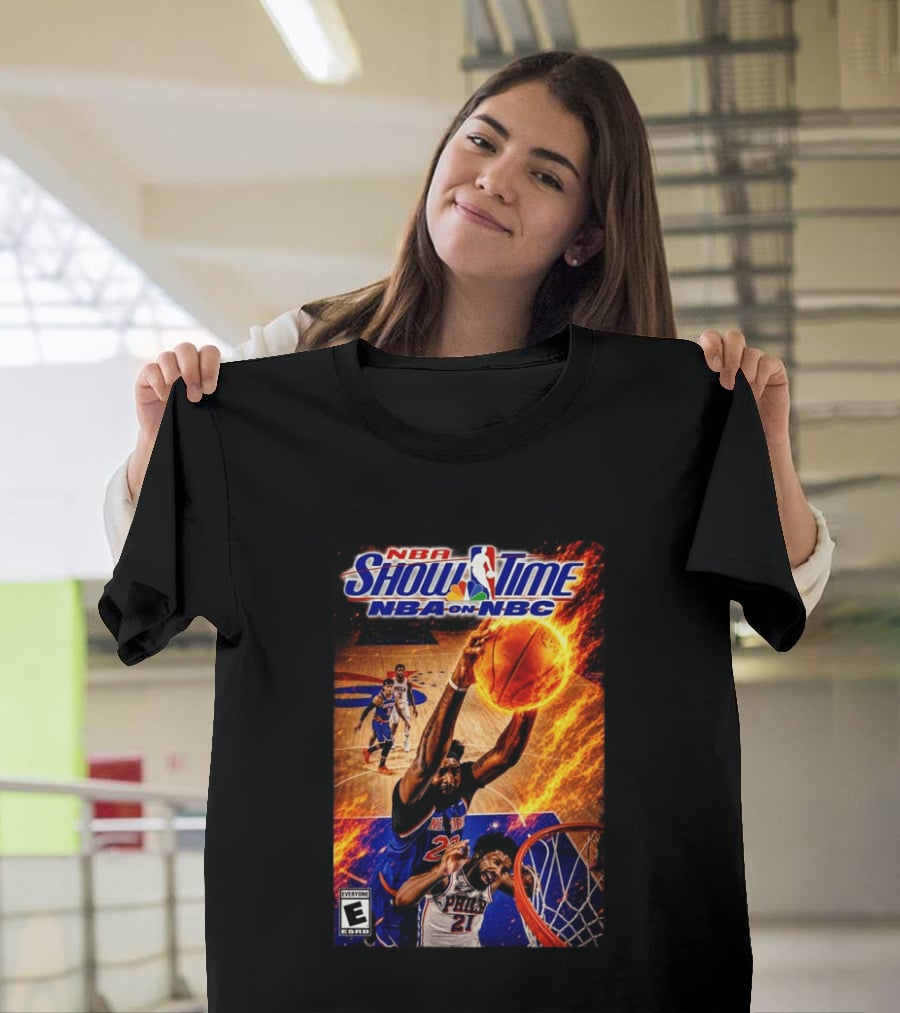 NBA Showtime Dunking Mitchell Robinson On Joel Embiid NBA On NBC T-Shirt