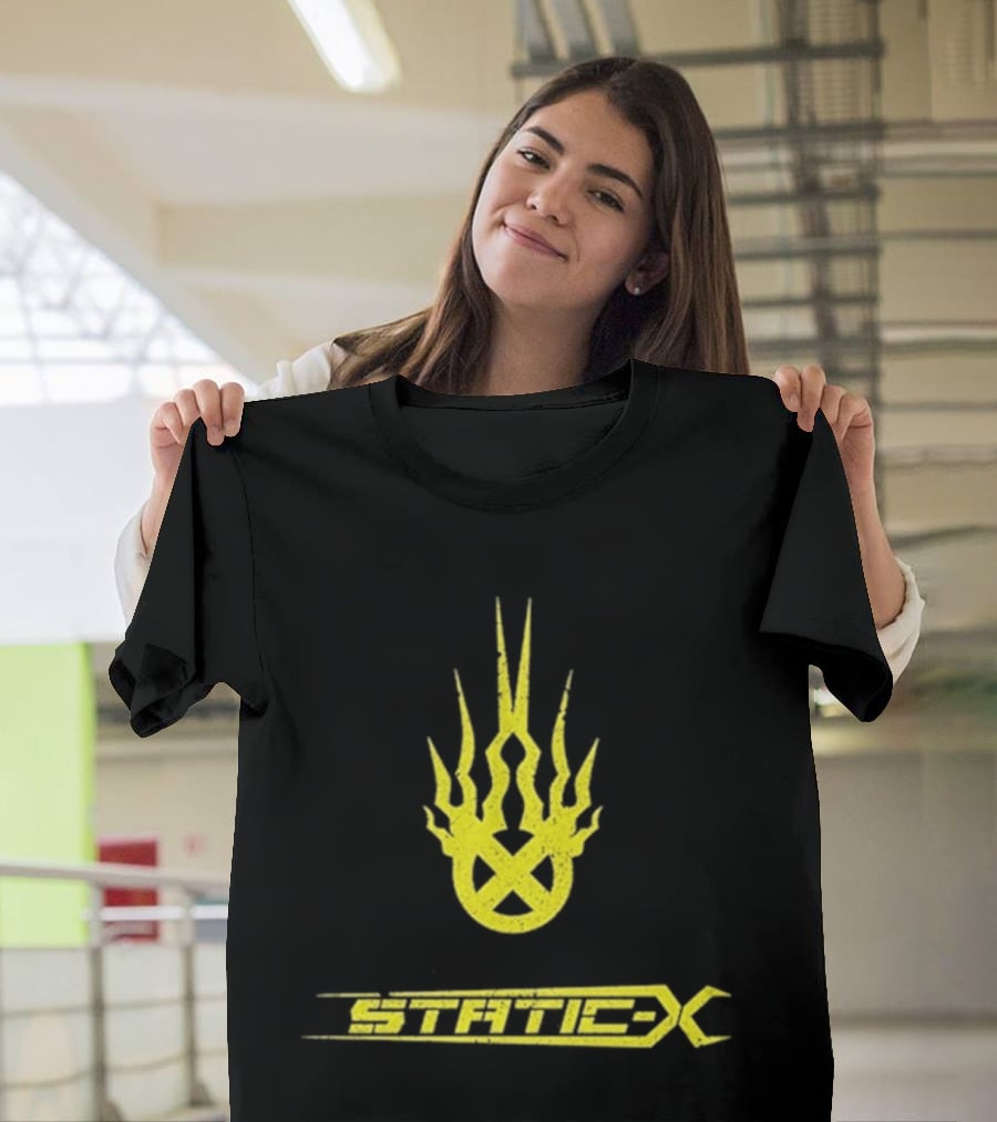 Static X Yellow Flame Shock Band Merch T-Shirt