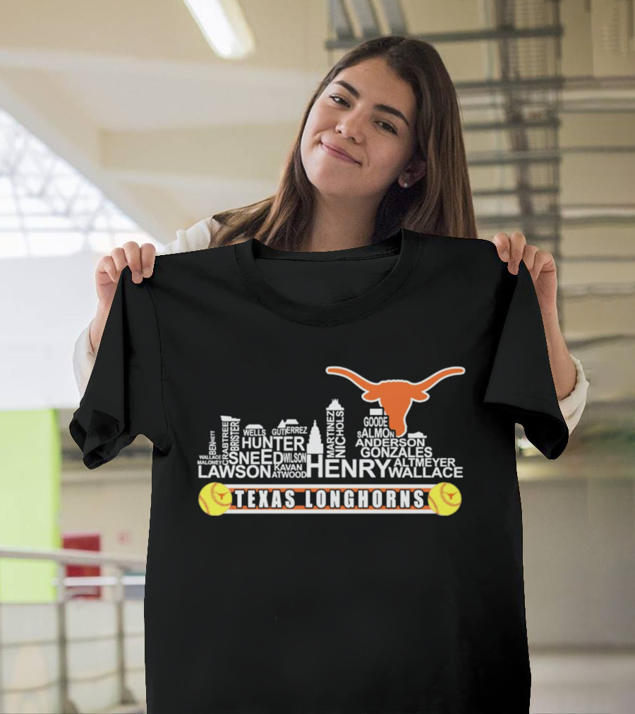 Texas Longhorns Softball Henry Anderson Hunter Skyline T-Shirt