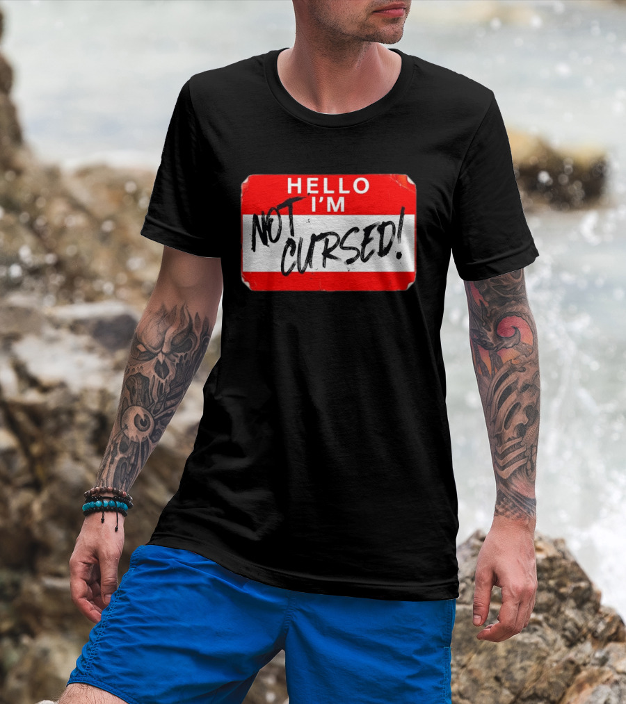 Hello I'm Not Cursed Name Tag Red Plaque T-Shirt
