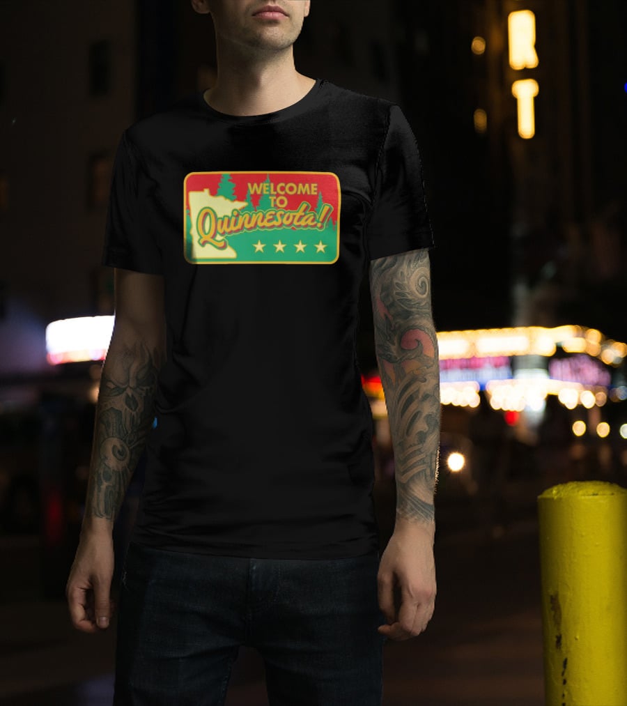 Welcome To Quinnesota State Map Forest Theme With Stars T-Shirt