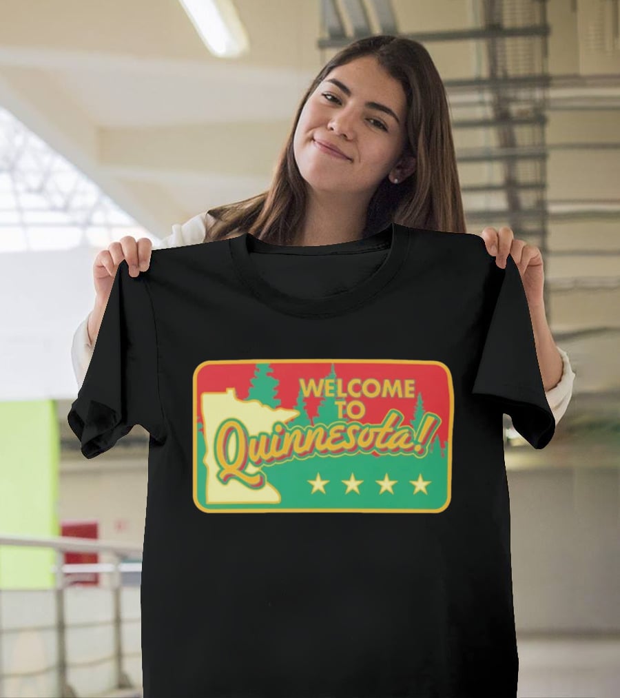 Welcome To Quinnesota State Map Forest Theme With Stars T-Shirt