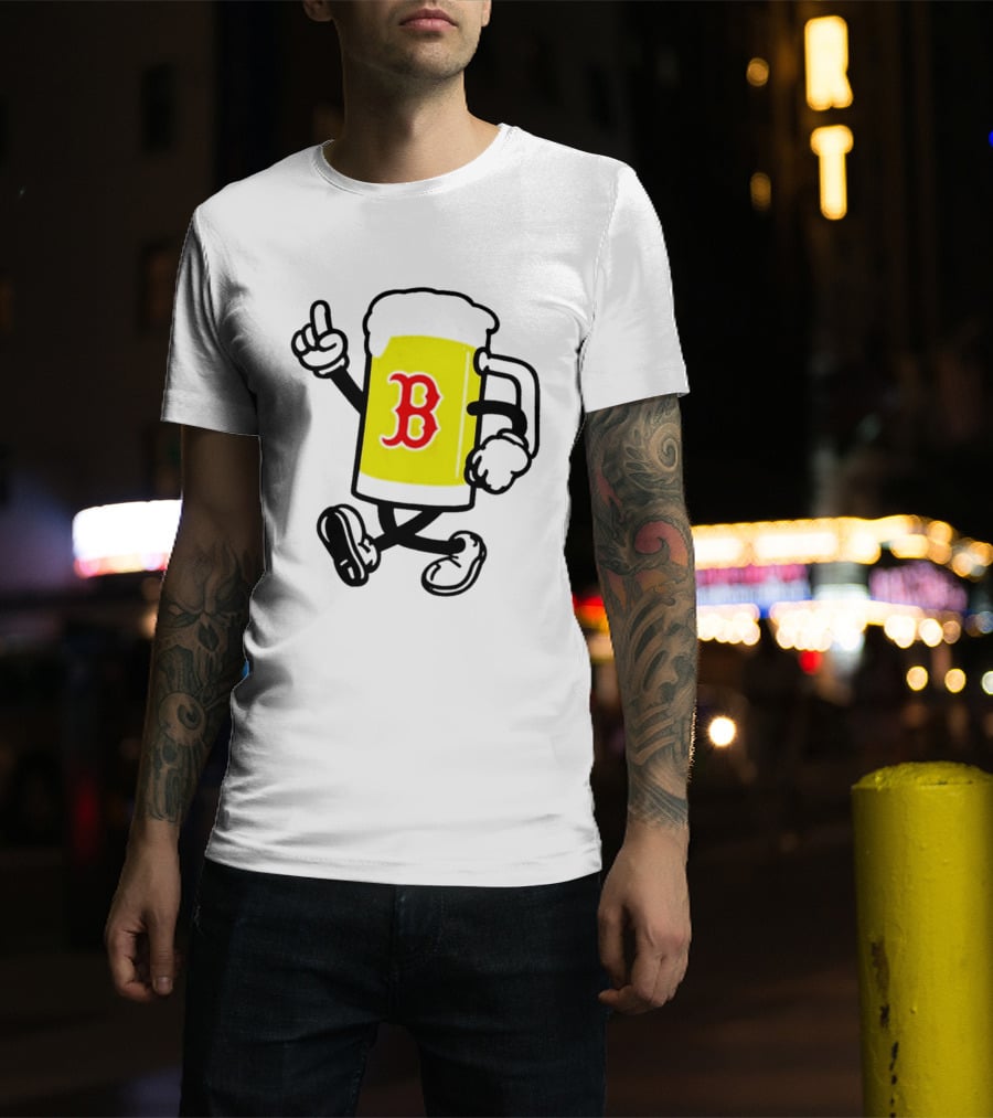 2026 Red Sox Beer With Walking Foam And Red B T-Shirt