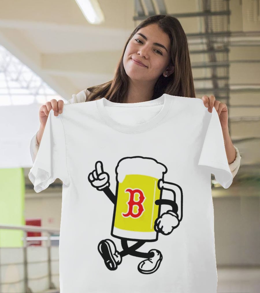 2026 Red Sox Beer With Walking Foam And Red B T-Shirt