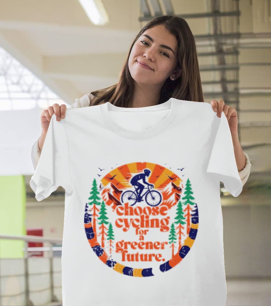 Bicycle Day Unique Choose Cycling For A Greener Future Vibrant Nature T-Shirt