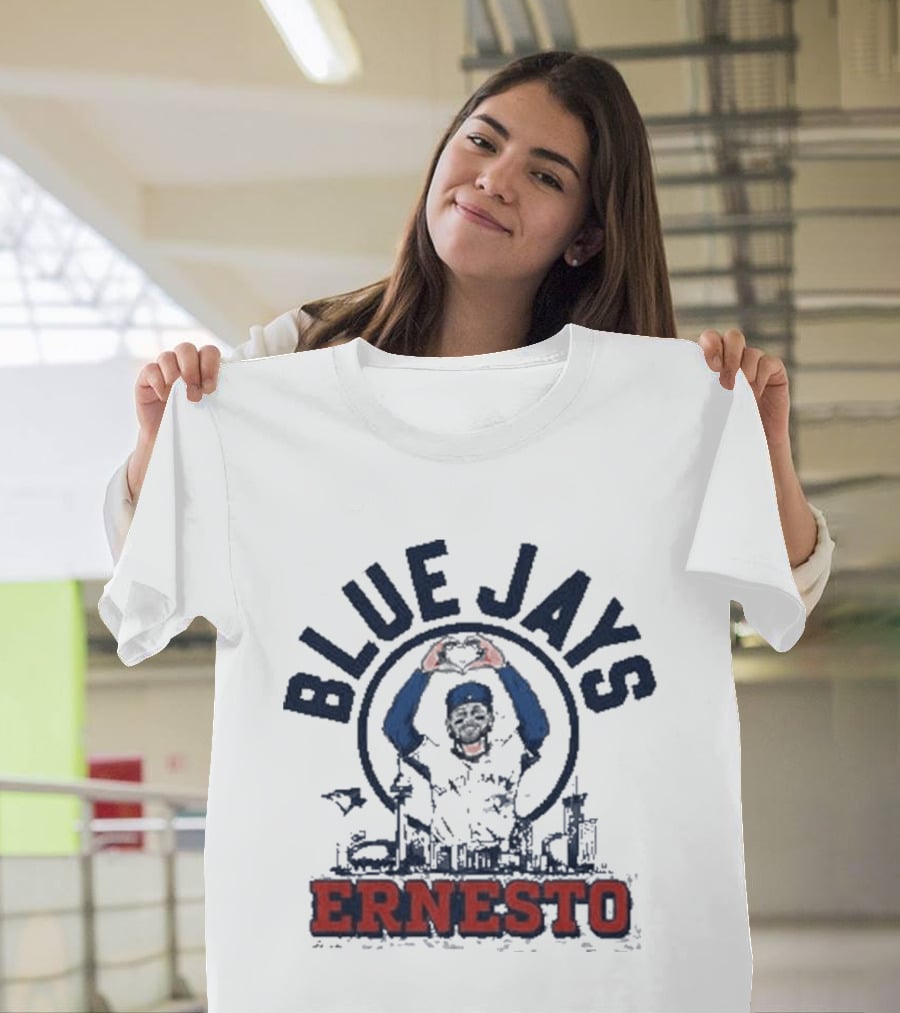 Blue Jays Ernesto Skyline Catch Celebration T-Shirt