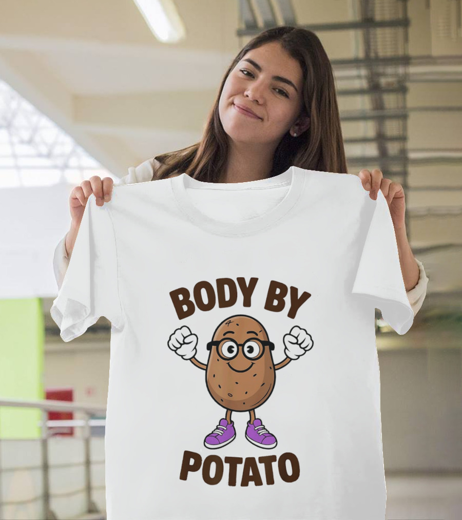 Body By Potato Cartoon Potato With Glasses And Sneakers T-Shirt