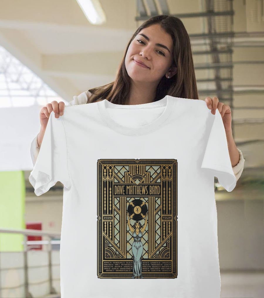 Dave Matthews Band 2026 Fall Tour Art Deco Concert Dates And Cities T-Shirt