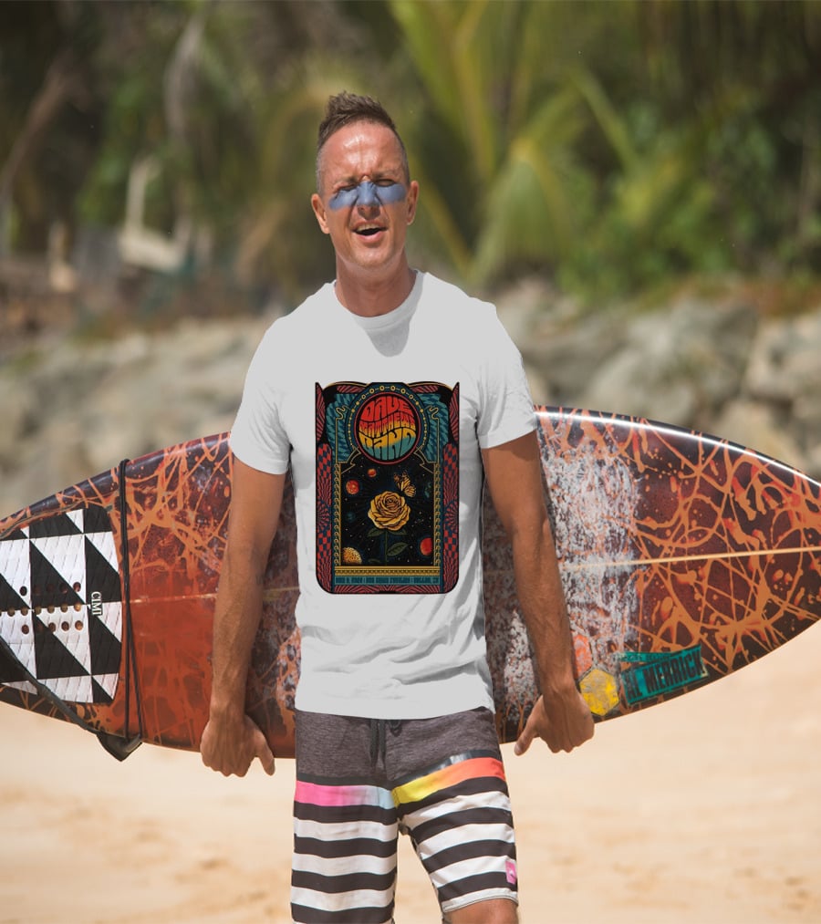Dave Matthews Band May 9 2026 Dos Equis Pavilion Dallas TX Retro Psychedelic Butterfly Rose Planet T-Shirt