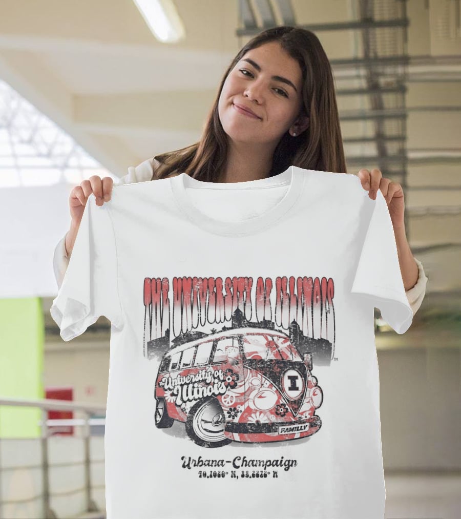 The University Of Illinois Urbana Champaign Fighting Illini Retro Bus T-Shirt