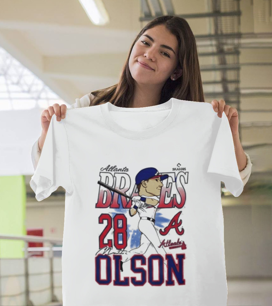 Atlanta Braves 28 Olson Caricature T-Shirt