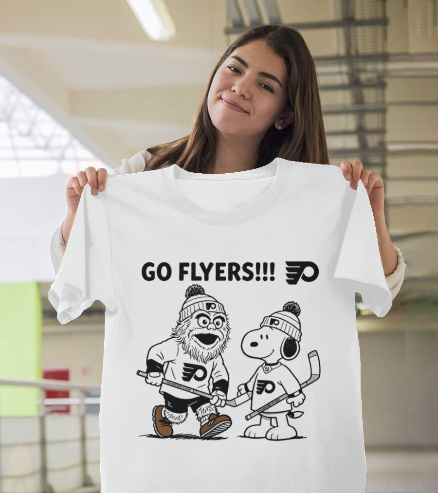 Go Flyers Snoopy And Gritty Philadelphia Flyers NHL Hockey Fans T-Shirt