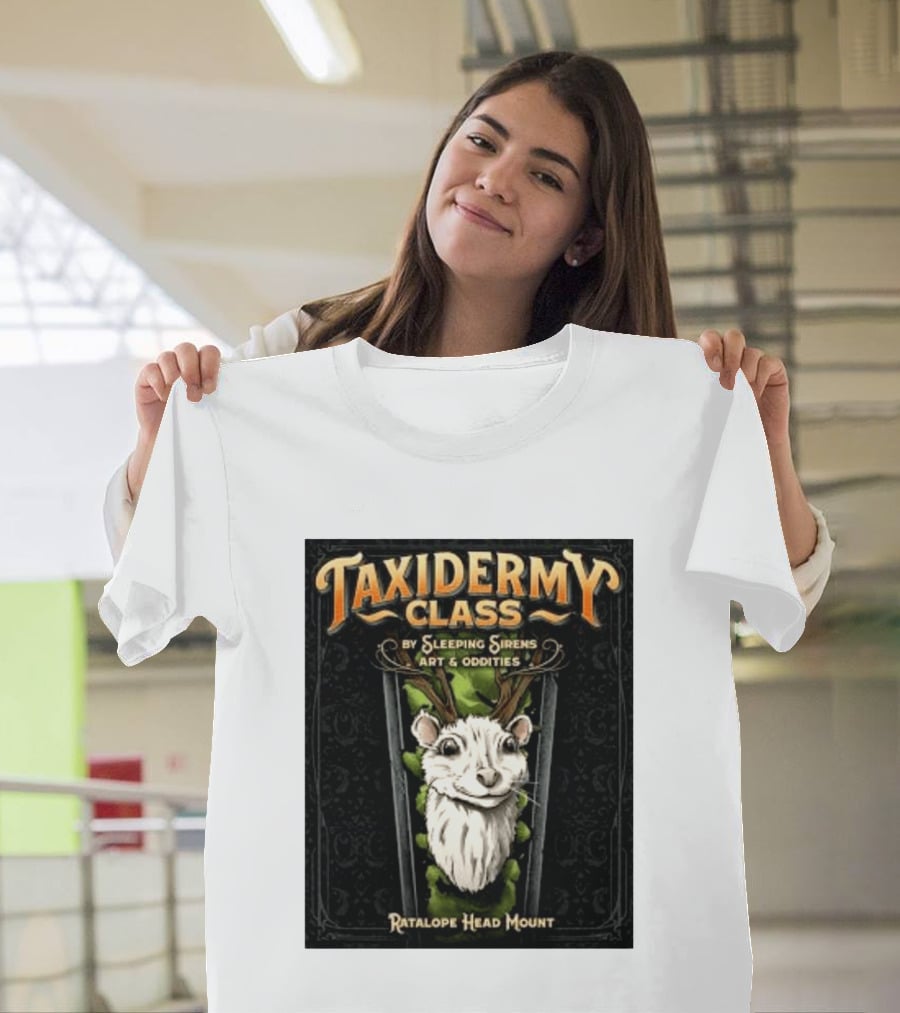 Taxidermy Class Sleeping Sirens Art Oddities Ratalope Head Mount T-Shirt