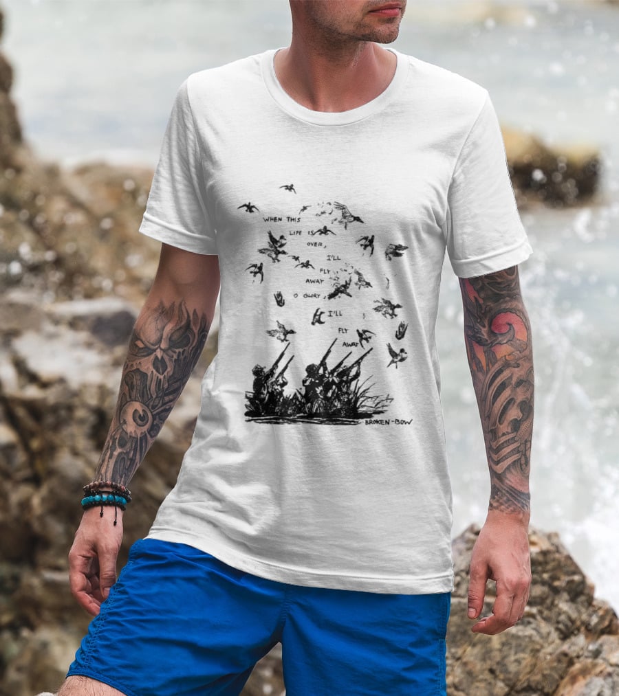 When This Life Is Over I'll Fly Away Glory Bird Silhouette Clouds T-Shirt