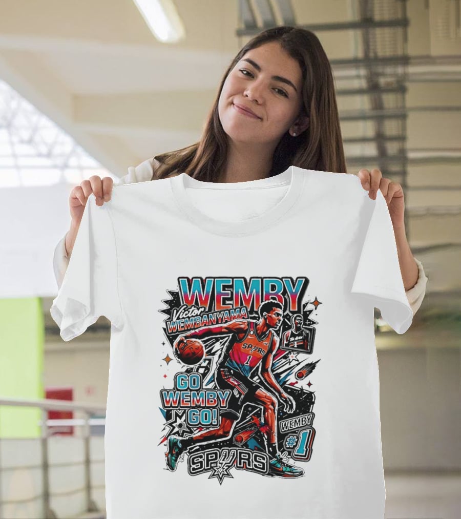 Victor Wembanyama Spurs Go Wemby Go Basketball Number 1 T-Shirt