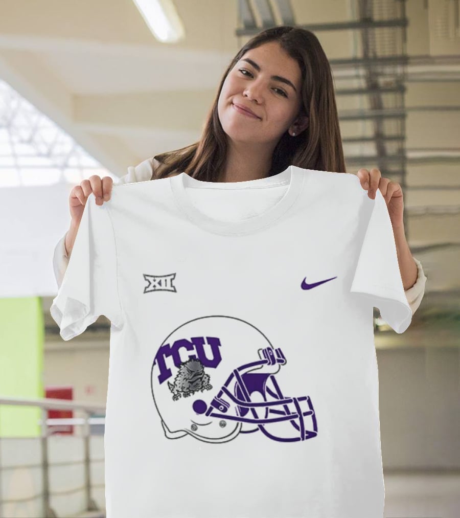 TCU Horned Frogs Football Helmet Nike Big 12 Conference T-Shirt