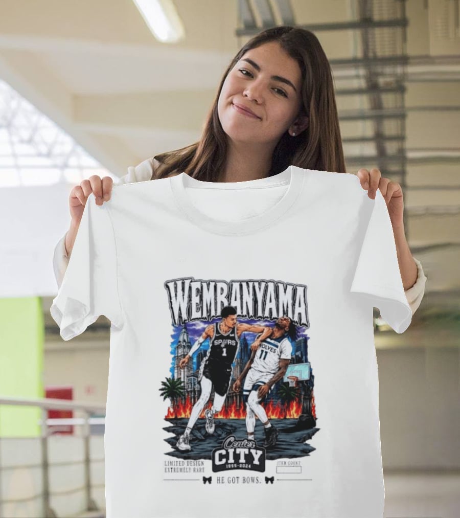 Wembanyama Spurs Center City 1995 2024 Basketball Matchup T-Shirt