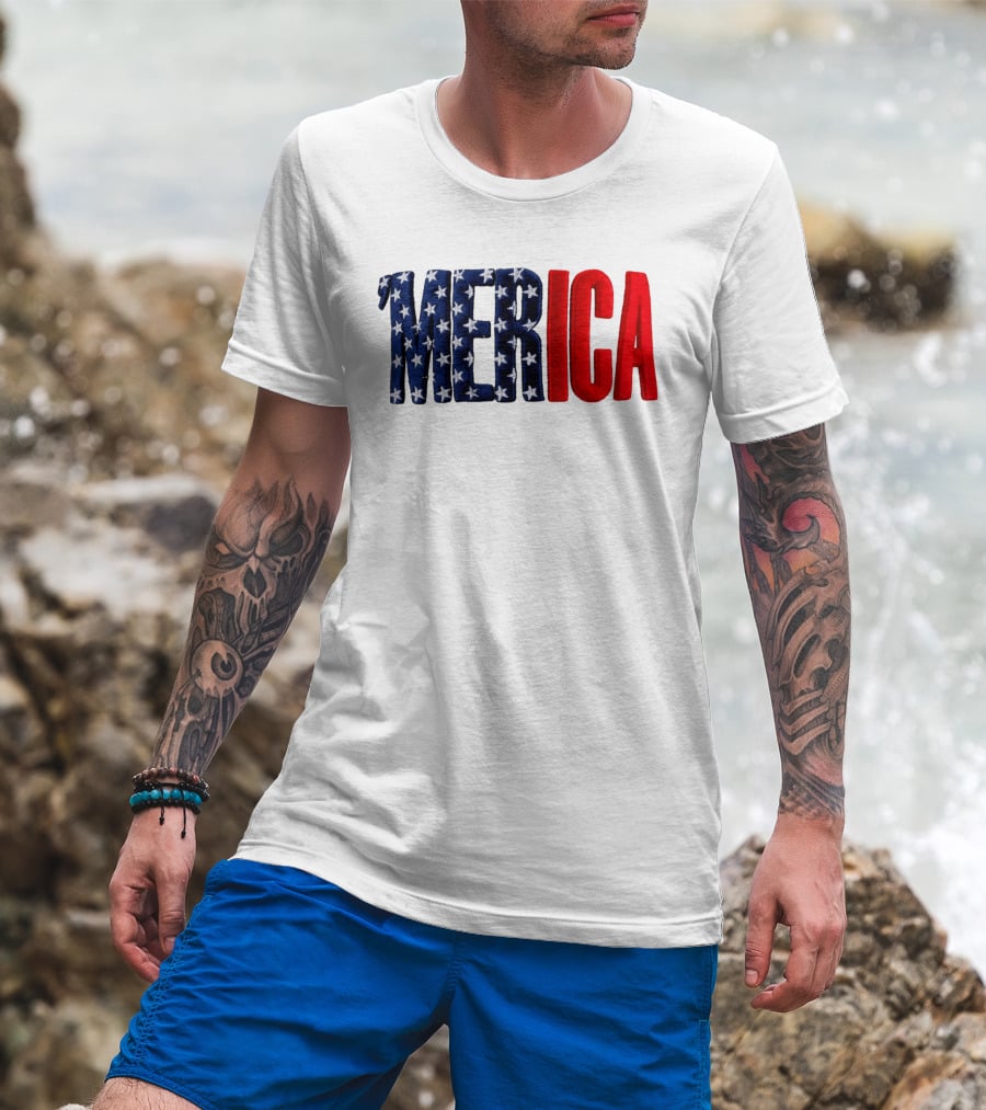 2026 USA 250th Merica Chrome White Camo Hat Stars Stripes T-Shirt