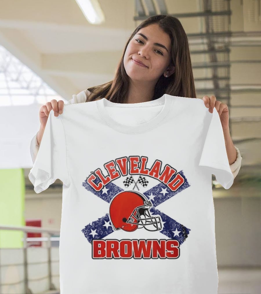 Cleveland Browns Helmet Dukes Of Hazzard Flag T-Shirt
