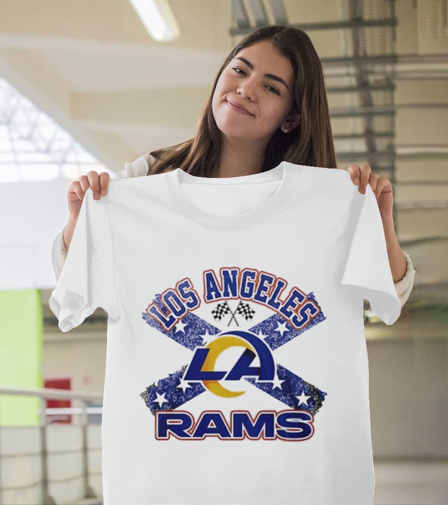 Los Angeles Rams LA Dukes Of Hazzard Crossed Flags T-Shirt