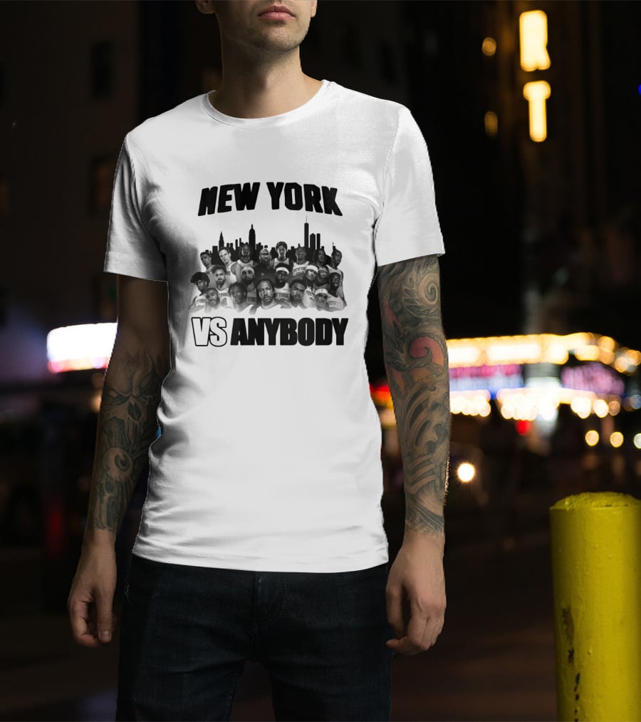 New York Knicks 2026 City Skyline Vs Anybody Basketball T-Shirt