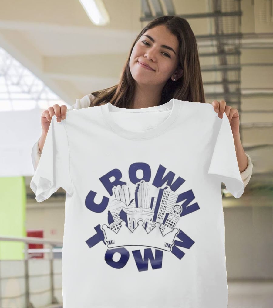 Original Charlie Hustle Crown Town Cityscape White Cap T-Shirt