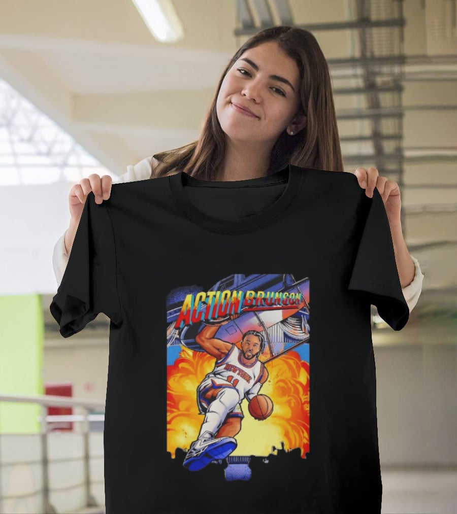 Action Brunson New York Knicks Basketball Comic Explosive Dynamic T-Shirt