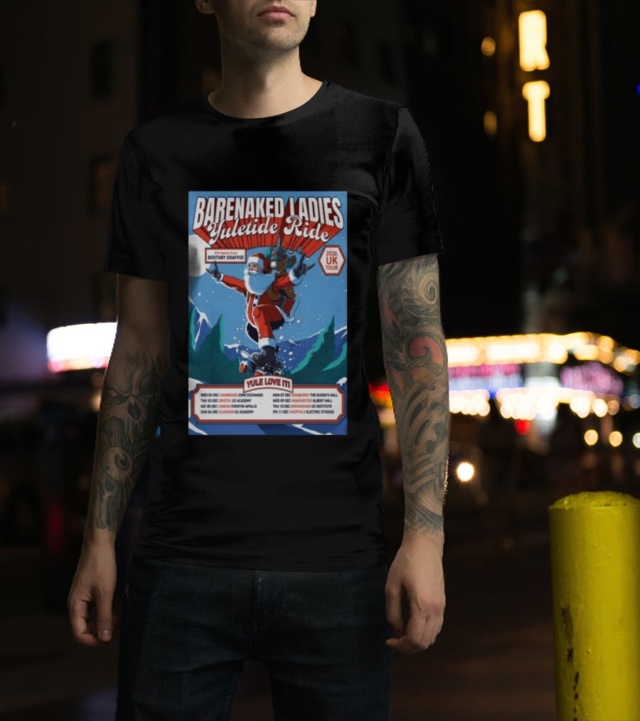 Barenaked Ladies Yuletide Ride UK Tour 2026 Santa With Special Guest Boothby Graffoe T-Shirt