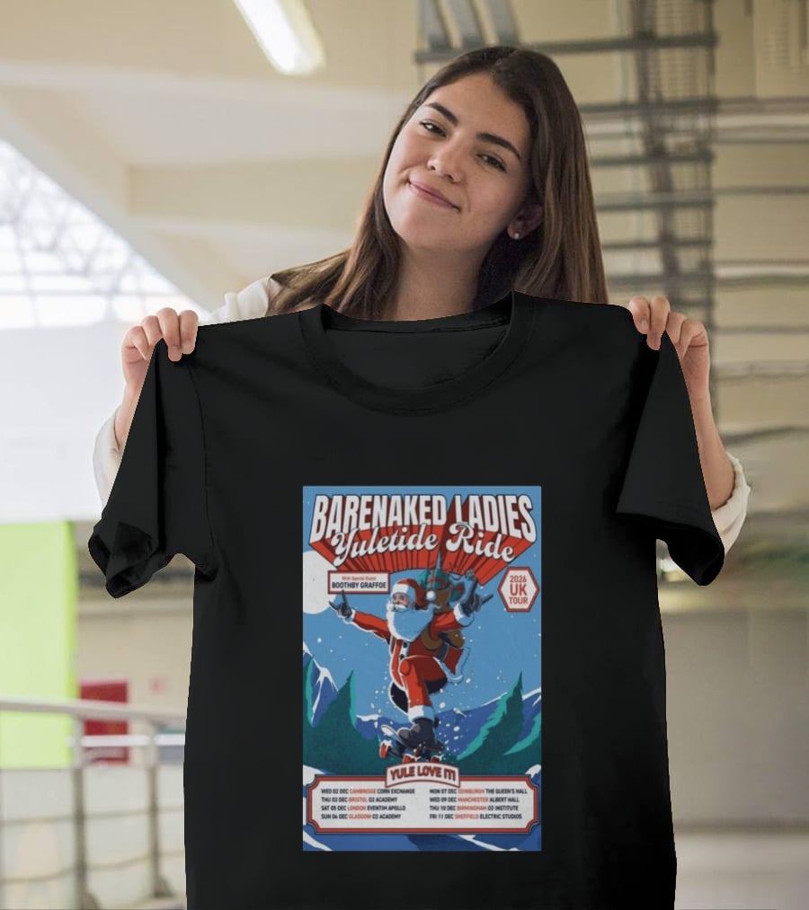 Barenaked Ladies Yuletide Ride UK Tour 2026 Santa With Special Guest Boothby Graffoe T-Shirt