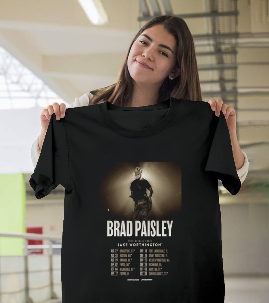 Brad Paisley 2026 Tour Dates With Jake Worthington Guest Performance T-Shirt