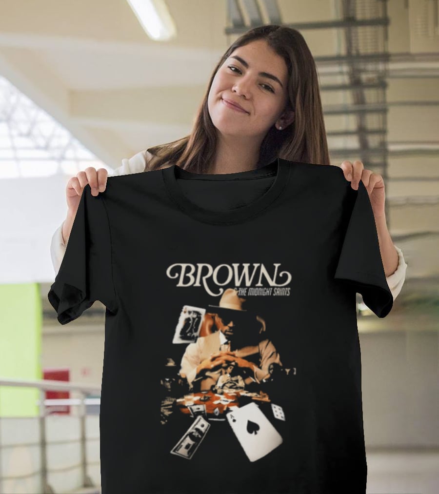 BROWN The Midnight Saints Playing Cards And Chips Explosion T-Shirt