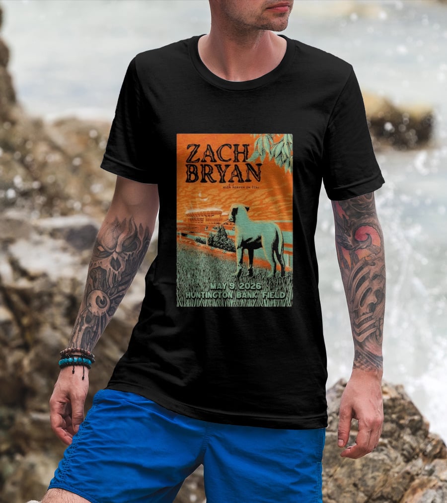 Zach Bryan Huntington Bank Field May 9 2026 With Heaven On Tour T-Shirt