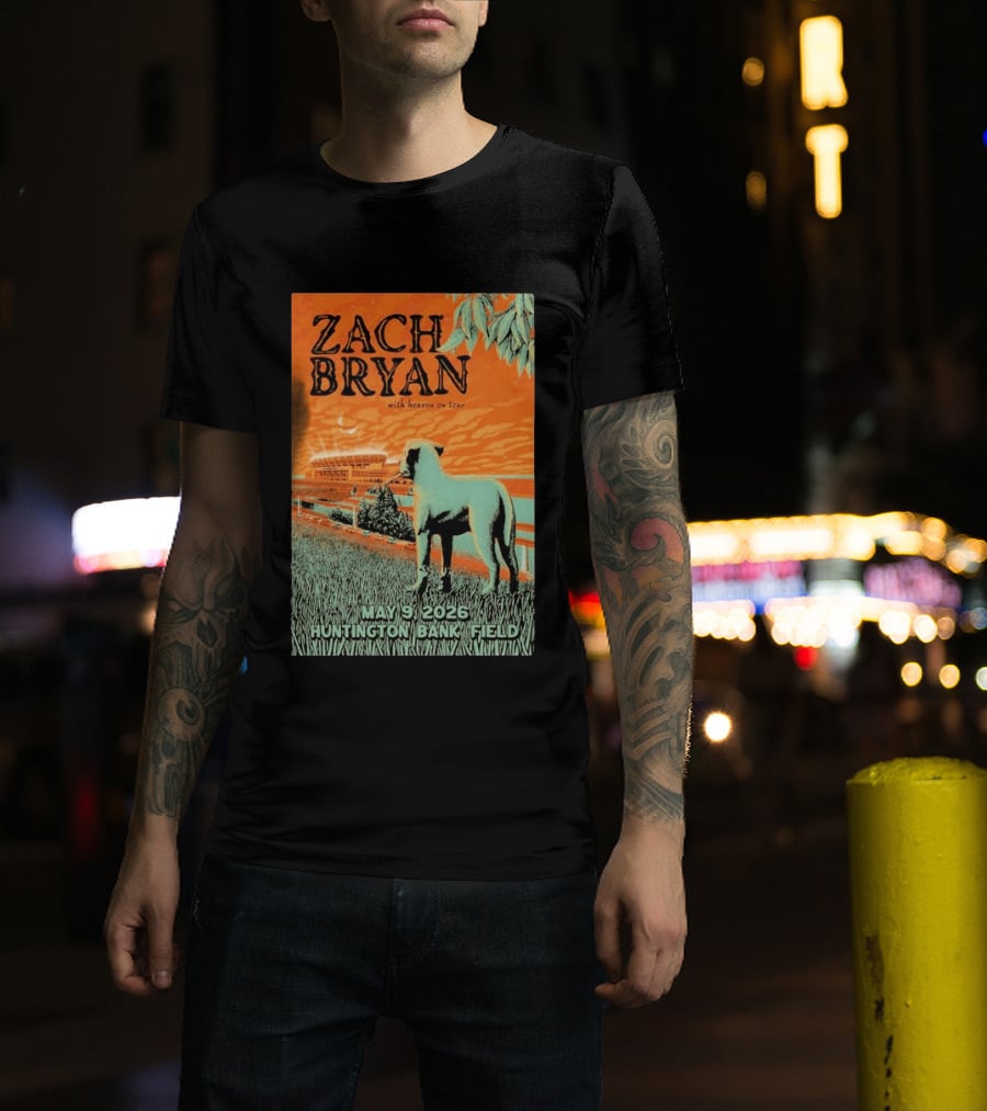 Zach Bryan Huntington Bank Field May 9 2026 With Heaven On Tour T-Shirt