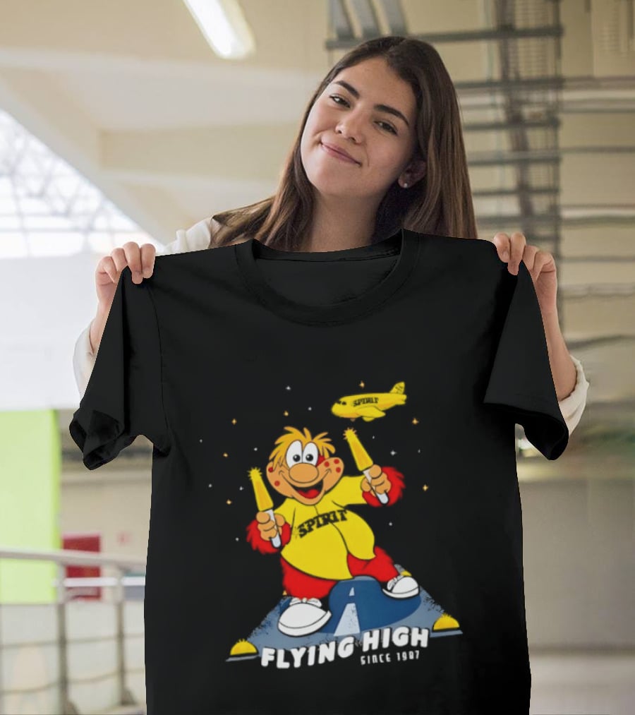 Inland Empire 66ers Baseball Mascot Celebrating Flying High Since 1987 With Spirit Airlines Memorabilia T-Shirt