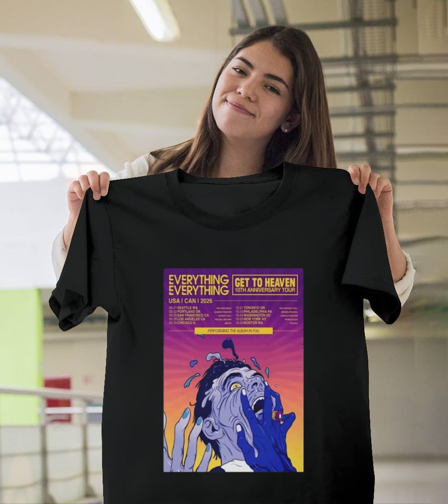 Everything Everything Get To Heaven 10th Anniversary Tour 2026 USA Canada Dates T-Shirt