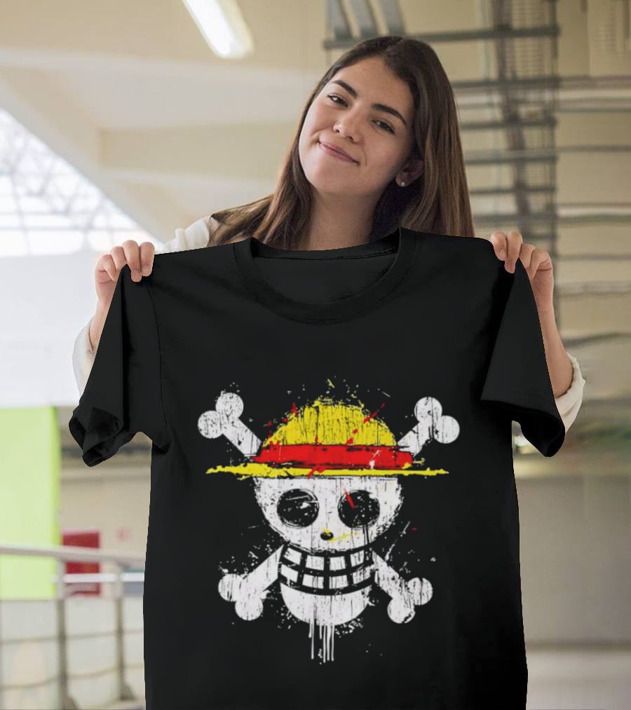 Jolly Roger Straw Hat Pirate Skull Monkey D. Luffy One Piece T-Shirt