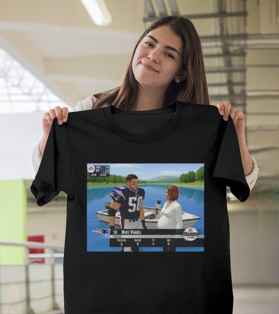EA Madden 2002 Mike Vrabel Interview Football Patriots Video Game Scene T-Shirt