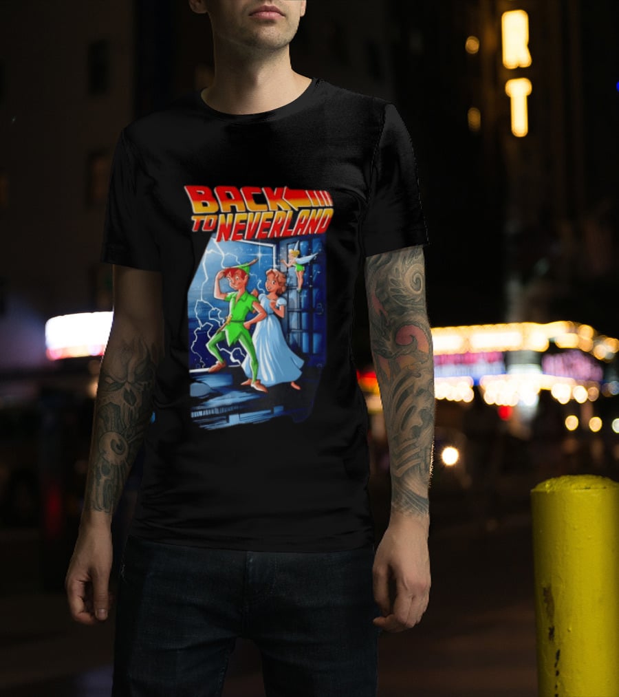 Back To Neverland Peter Pan Wendy Tinkerbell Mashup Back To The Future T-Shirt