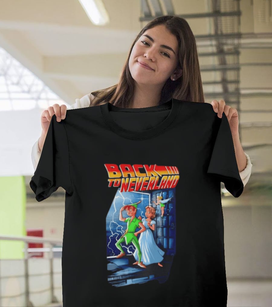 Back To Neverland Peter Pan Wendy Tinkerbell Mashup Back To The Future T-Shirt