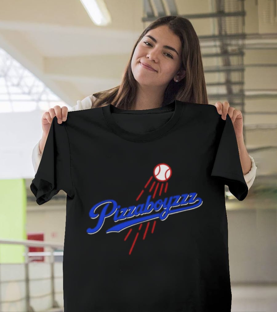 Pizzaboyzzz Los Angeles Dodgers MLB Baseball 2026 Baseball Projectile Motif T-Shirt