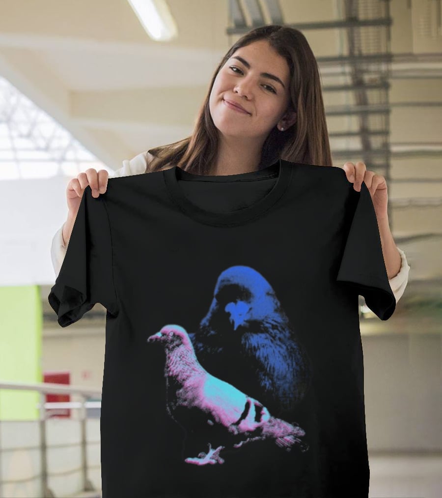 It's Just A Pigeon Neon Duo Bold Colors Contrast T-Shirt